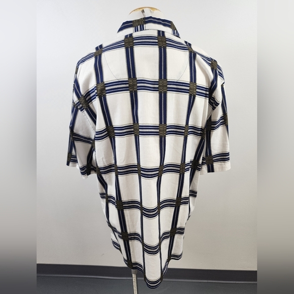 NWT Trust Men's Blue and White 55% Linen Checkered Shirt, sz XL - Picture 3 of 15